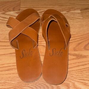brown leather sseko sandals size 9